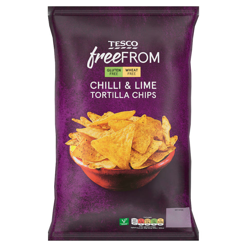 Tesco Free From Chilli & Lime Tortilla Chips, 200g