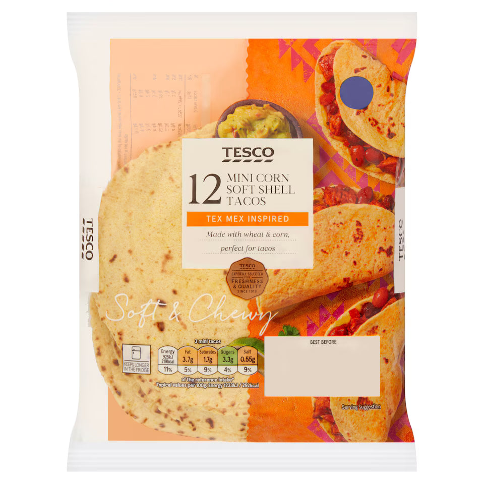Tesco 12 Mini Corn Soft Shell Tacos, 300g
