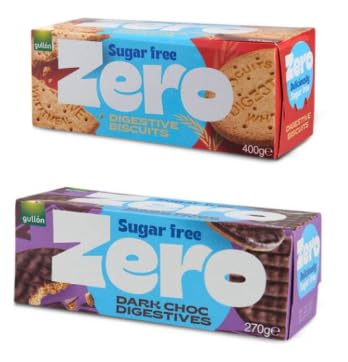 Zero Sugar Free Digestive Biscuits and Dark Choc Digestives.