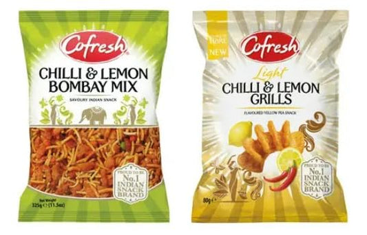 Cofresh Chilli & Lemon Bombay Mix and Grills, Savoury Indian Snack, Flavoured Yellow Pea Snack