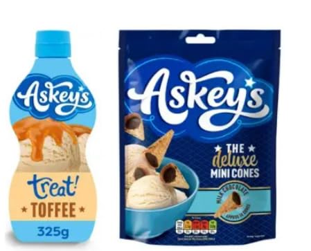 Askey's Treat Toffee Sauce and Deluxe Mini Cones Bundle.