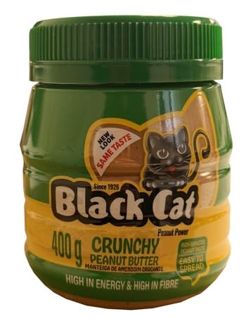 Black Cat Crunchy Peanut Butter, High in Energy and Fibre, Easy to Spread, 400g