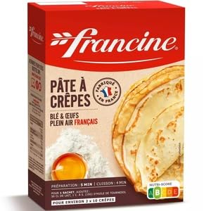 Francine Pâte à Crêpes Mix, Blé & Oeufs Plein Air Français, Makes 2x10 Crêpes, 5 Min Prep