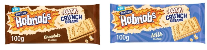 McVitie's Hobnobs Oaty Cru'nch Creams, Chocolate and Milk Flavour, 100g