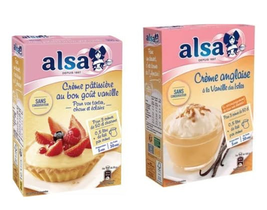 Alsa Crème Pâtissière Vanilla & Crème Anglaise Vanille des Isles, No Preservatives, Baking Mix