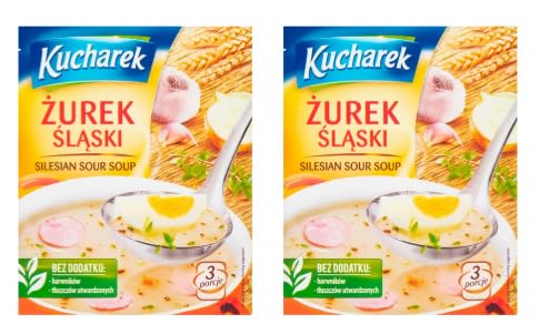 Kucharek Żurek Śląski Silesian Sour Soup, 3 Portions, Instant Soup Mix, No Artificial Colours - (Pack of 2)