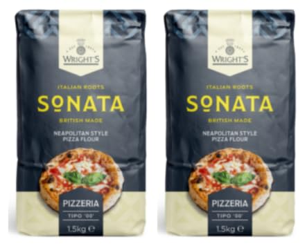 Wright's Sonata Neapolitan Style Pizza Flour, Tipo '00', Pizzeria, 1.5kg, Pack of 2