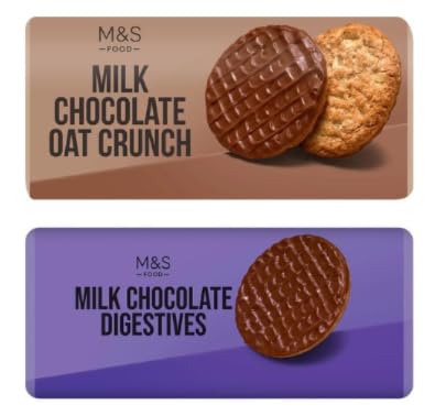 M&S Milk Chocolate Biscuits, Oat Crunch and Digestives Variety, M&S Food
