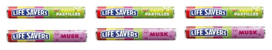 Life Savers Fruit Pastilles and Musk Candy Rolls, Assorted Flavours, 6 Pack