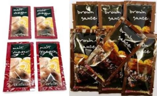 Lichfields Malt Vinegar and Brown Sauce Sachets, Condiment Portions, Mixed Pack - 100 Sachets