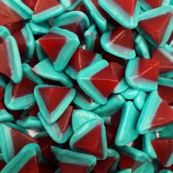 Rainbow Blue Volcanoes Sweets, Teal and Red Triangular Gummy Candy, 1kg