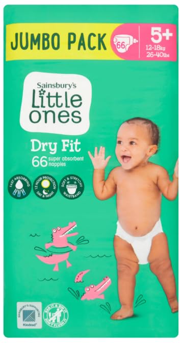 Sainsbury's Little Ones Dry Fit Size 5+ Jumbo 66 Nappies - (Pack of 6)
