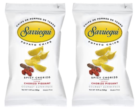 Sarriegui Potato Chips, Spicy Chorizo Flavour, Gourmet Experience, Gluten Free, 125g - Pack of 2