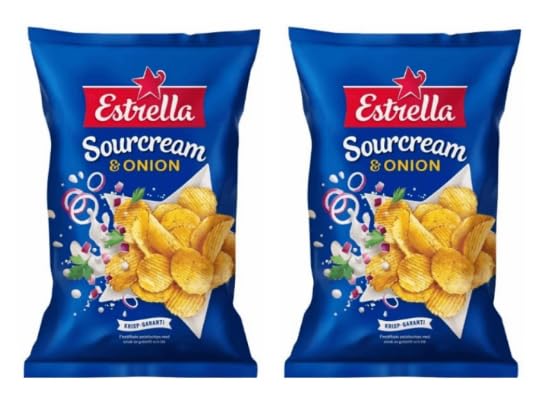 Estrella Sourcream & Onion Potato Chips, Ridged Crisps, Pack of 2