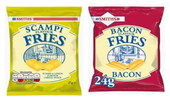 Smiths Scampi Fries and Bacon Flavour Fries, Variety Pack, Pack of 12