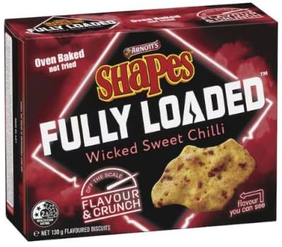 Arnott's Shapes Fully Loaded™ Wicked Sweet Chilli Flavoured Biscuits, Oven Baked, 130g