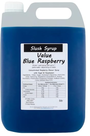 Slush Syrup Blue Raspberry Concentrated Flavour Syrup with Sugar & Sweeteners, 5ltr