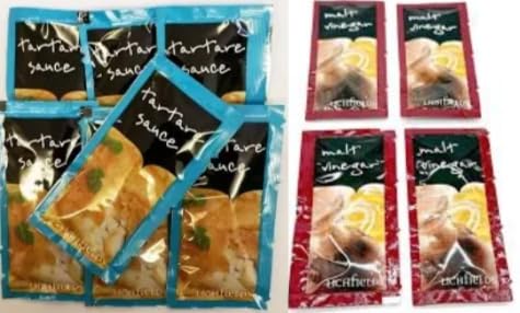 Lichfield Tartare Sauce and Malt Vinegar Sachets, Condiment Portions, 50 Sachets