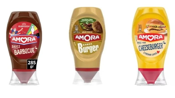Amora Sauce Variety Pack, Barbecue, Burger, and Cheeseburger, Squeeze Bottle, 285g