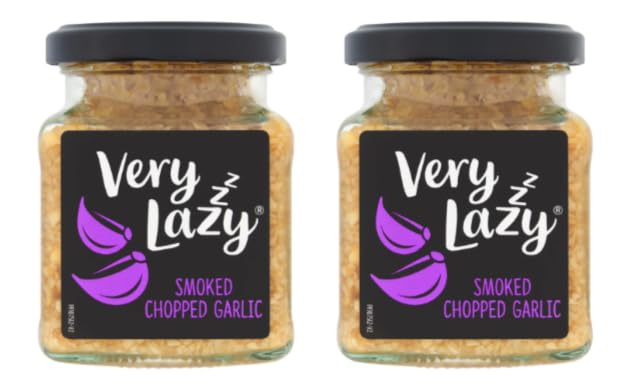 Very Lazy Smoked Chopped Garlic in Glass Jar, Smoky Flavour, Ready to Use, Pack of 2