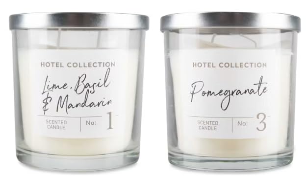 Hotel Collection Scented Candles, Lime Basil & Mandarin and Pomegranate, Glass Jar - (Pack of 2)