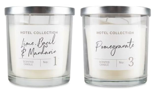 Hotel Collection Scented Candles, Lime Basil & Mandarin and Pomegranate, Glass Jar - (Pack of 2)