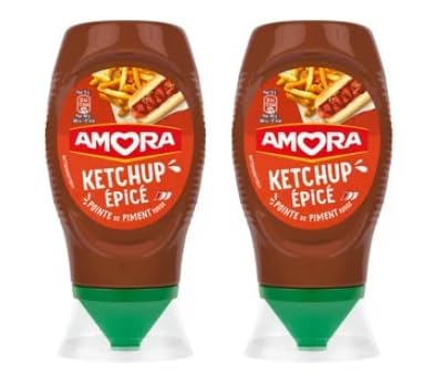Amora Ketchup Épicé, Spicy Chilli Flavour, Squeezy Bottle, Pack of 2