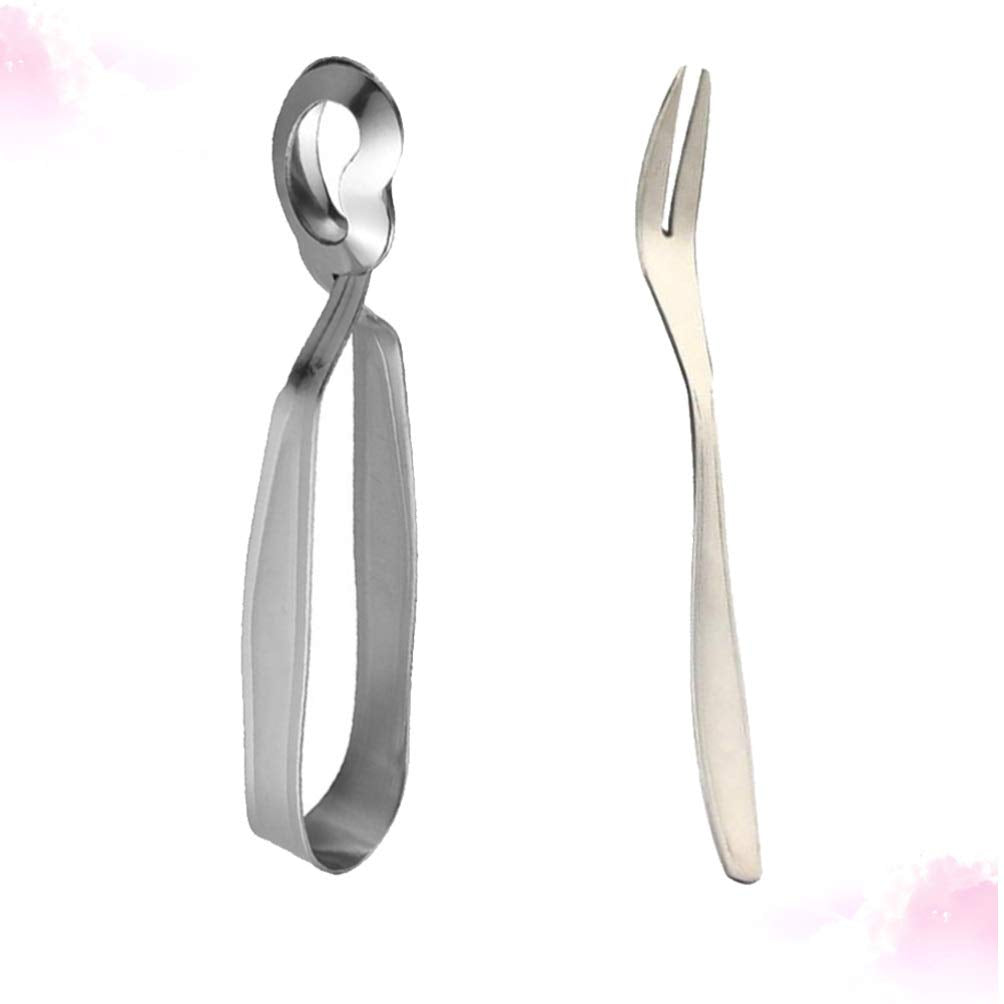UPKOCH 2pcs Snail Tong Snail Fork Stainless Steel Mini Kitchen Tongs for Cooking and Restaurant Serving