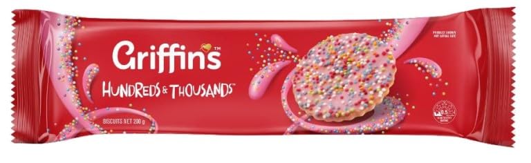 Griffins Hundreds & Thousands™ Biscuits, Pink Iced with Sprinkles, 200g