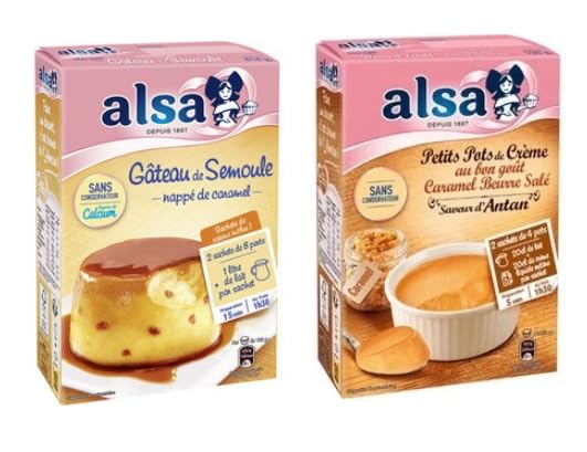Alsa Gâteau de Semoule et Petits Pots de Crème Caramel Beurre Salé, Dessert Mix, No Preservatives