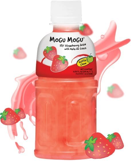 Mogu Mogu Strawberry Flavour Drink with NATA de Coco - 6 x 320ml