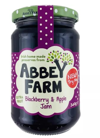 Abbey Farm Blackberry & Apple Jam, Irish Home Made Preserves, Extra Fruit, 340g