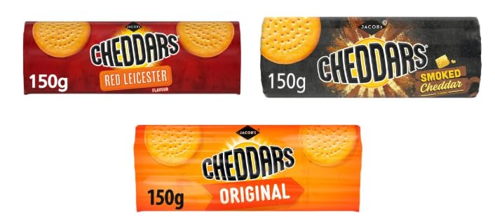 Jacobs Cheddars Biscuits, Original, Red Leicester & Smoked Cheddar Flavours