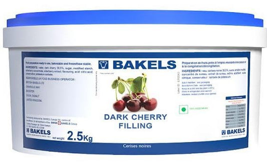 Bakels Dark Cherry Filling 2.5kg – Rich Dark Cherry Fruit Filling – Ideal for Cakes, Pastries and Desserts – Catering Size