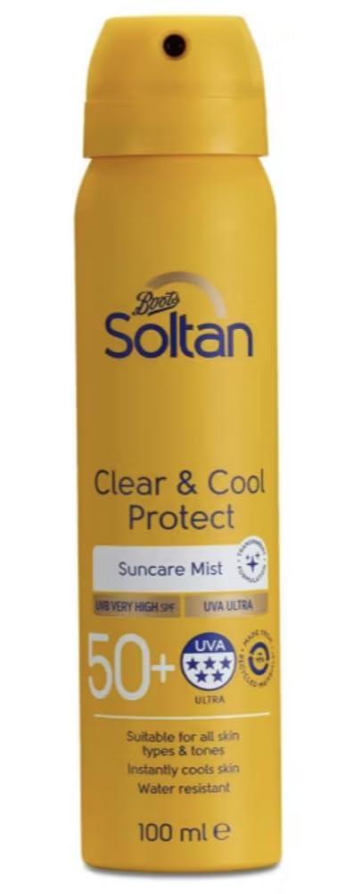 Soltan Clear & Cool Protect Suncare Mist SPF50+ 100ml, Cooling Spray