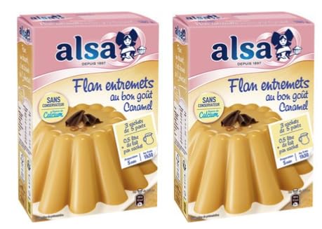 Alsa Flan Entremets Caramel Flavour Dessert Mix, No Preservatives, Pack of 2