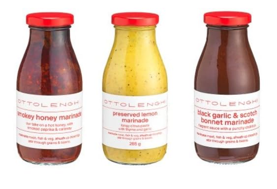Ottolenghi Marinade Set of 3, Smokey Honey, Preserved Lemon, and Black Garlic & Scotch Bonnet