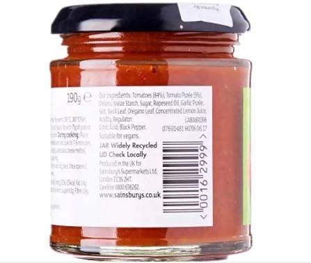 Sainsbury's Tomato And Basil Pizza Sauce Topper 190g - Tomato sauce with basil. Rich tomato sauce with garlic & black pepper