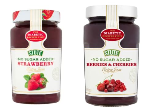 Stute No Sugar Added Extra Jam, Strawberry and Berries & Cherries, for Diabetic Recipes