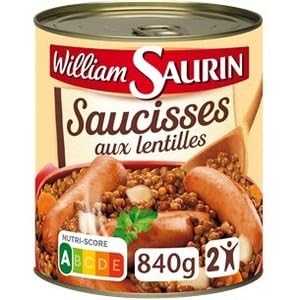 William Saurin Saucisses Lentilles Cuisinées 840g