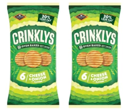 Jacob's Crinklys Cheese & Onion Flavour Oven Baked Snacks