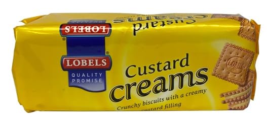 Lobels Custard Creams, Crunchy Biscuits with a Creamy Custard Filling, 150g