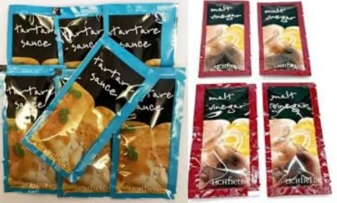 Lichfields Tartare Sauce and Malt Vinegar Sachets, Condiment Portions, 200 Sachets