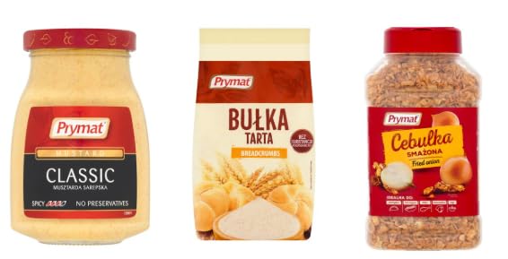 Prymat Classic Mustard, Breadcrumbs, and Fried Onion, No Preservatives, Spicy, Variety Pack