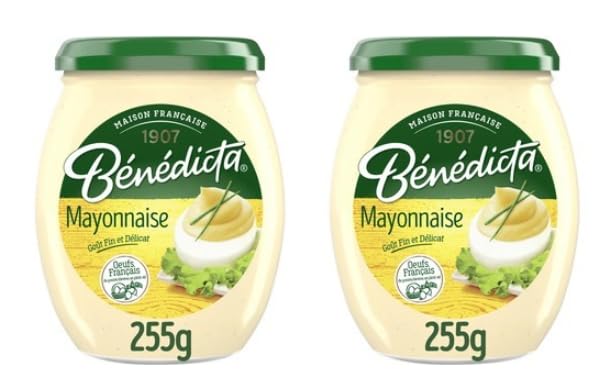 Bénédicta Mayonnaise, Goût Fin et Délicat, Made with French Eggs, Jar, 255g, Pack of 2