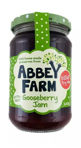Abbey Farm Gooseberry Jam, Extra Fruit, Irish Home Made Preserve, 340g
