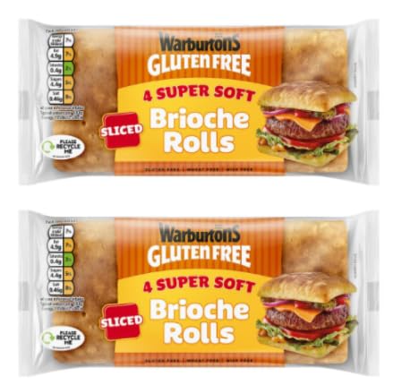 Warburtons Gluten Free Super Soft Sliced Brioche Rolls, Pack of 2