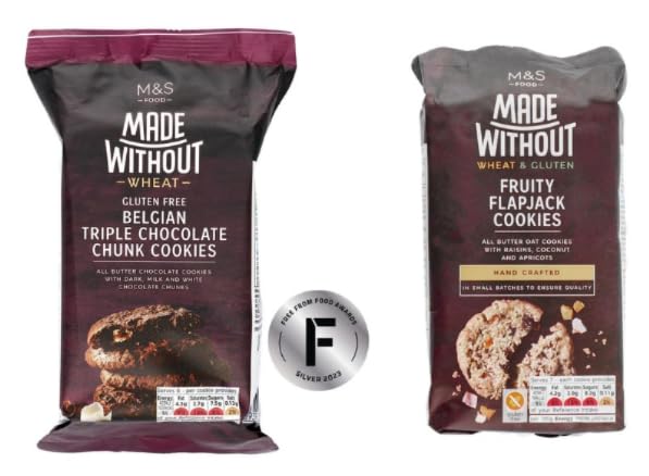 M&S Made Without Wheat & Gluten Free Belgian Triple Chocolate Chunk and Fruity Flapjack Cookies