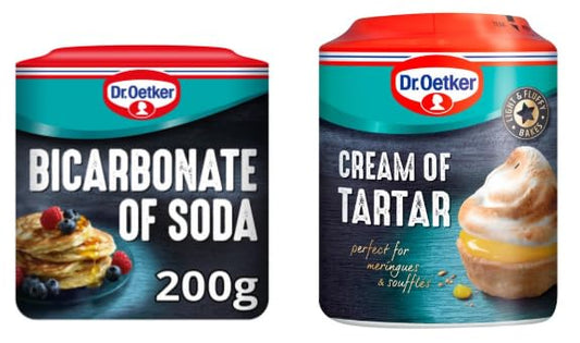 Dr.Oetker Bicarbonate of Soda and Cream of Tartar Baking Bundle, Perfect for Meringues and Soufflés, 200g