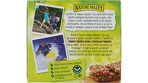 Nature Valley Crispy Bar Oatmeal, Whole Grain and Dark Chocolate Without Dyes and Preservatives Naturally Lactose Free Suitable for Vegetarians 2 x 210 g (2 x 10 Bars)